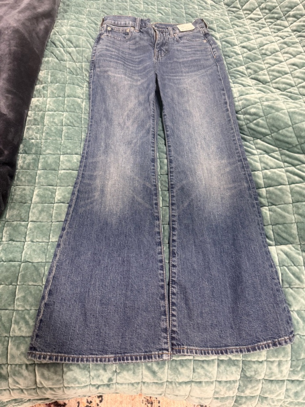 Women's High-Rise Flare Jeans in Mid (Kate) Blue - Semi Stretch - Picture 3 of 9